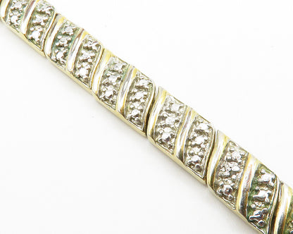 ROSS SIMON 925 Silver  Genuine Diamonds Shiny 2 Tone Chain Bracelet  BT5007