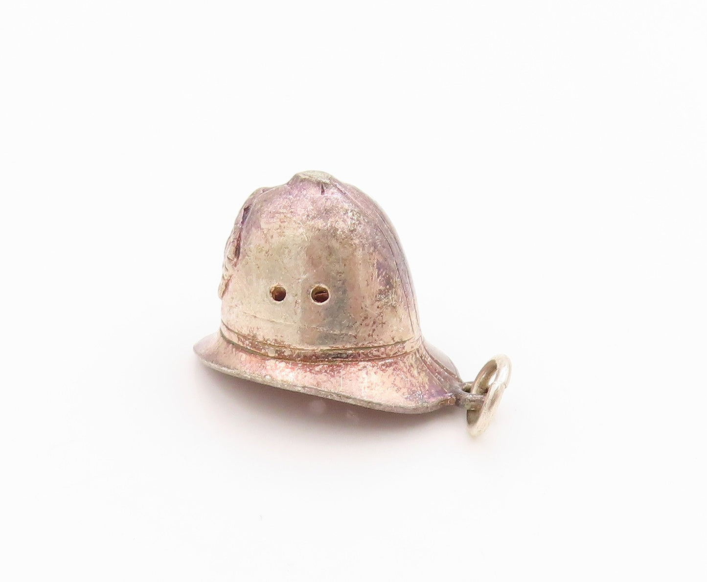 925 Sterling Silver Vintage Pendant British Metropolitan Police Helmet PT24430