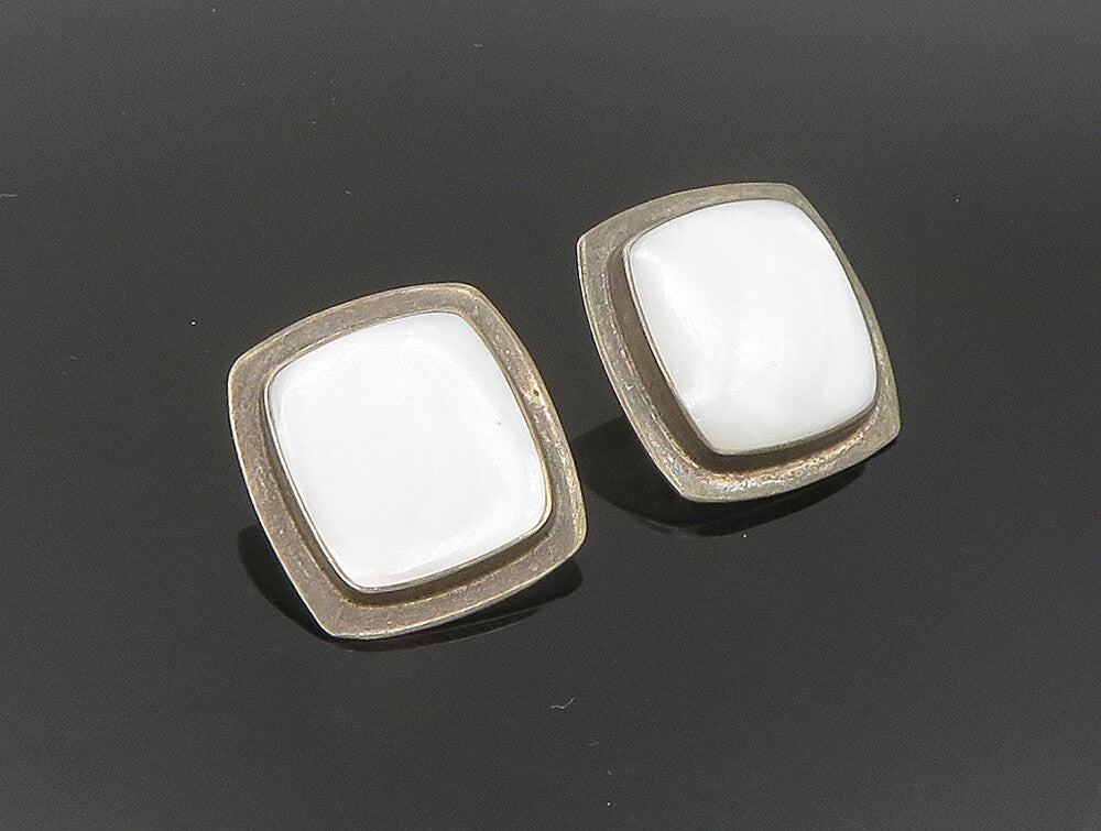 GERRO BLANCO MEXICO 925 Silver  Vintage MOP Non Pierce Earrings  EG11616