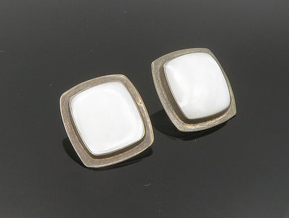 GERRO BLANCO MEXICO 925 Silver  Vintage MOP Non Pierce Earrings  EG11616