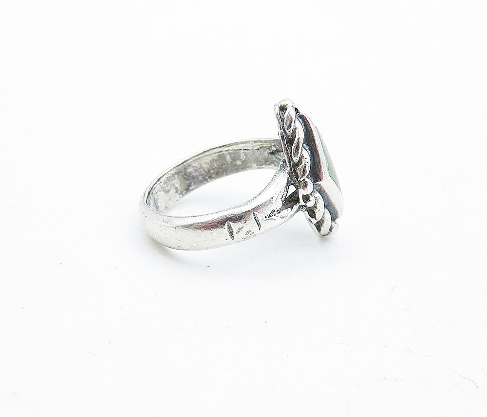 SOUTHWESTERN 925 Silver Vintage Inlaid Jasper Twist Band Ring Sz 5 RG5437