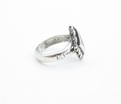 SOUTHWESTERN 925 Silver Vintage Inlaid Jasper Twist Band Ring Sz 5 RG5437