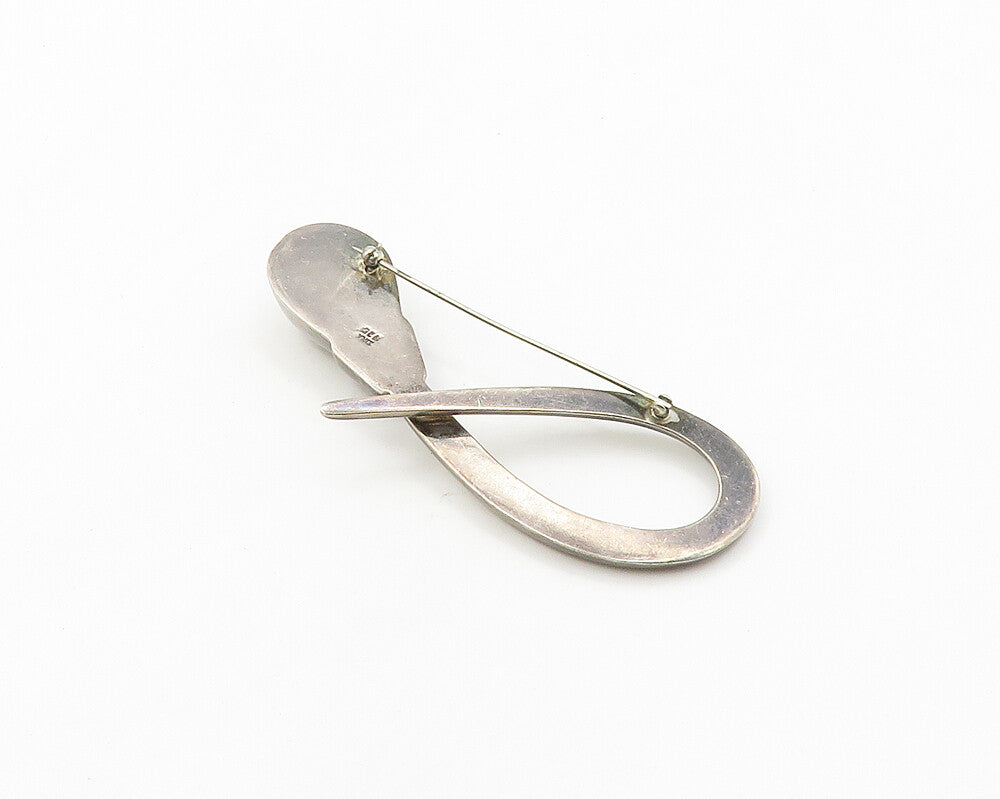 ZINA 925 Sterling Silver  Vintage Dark Tone Hollow Modernist Brooch Pin BP7513