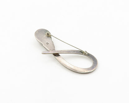 ZINA 925 Sterling Silver  Vintage Dark Tone Hollow Modernist Brooch Pin BP7513