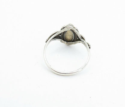 925 Sterling Silver  Vintage Marquise Labradorite Swirl Band Ring Sz 7  RG7856