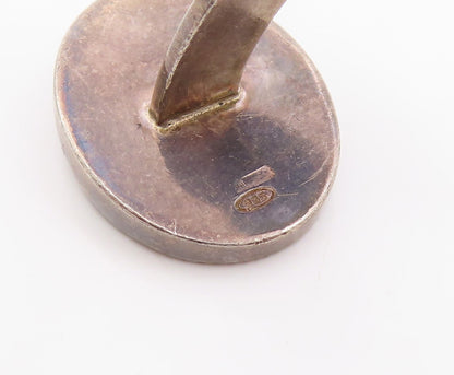 925 Sterling Silver Vintage Cuff Links ENGLAND Dark Tone Enameled Design  TR3855