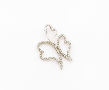 925 Sterling Silver  Vintage Dainty Topaz Floating Love Hearts Pendant PT21320