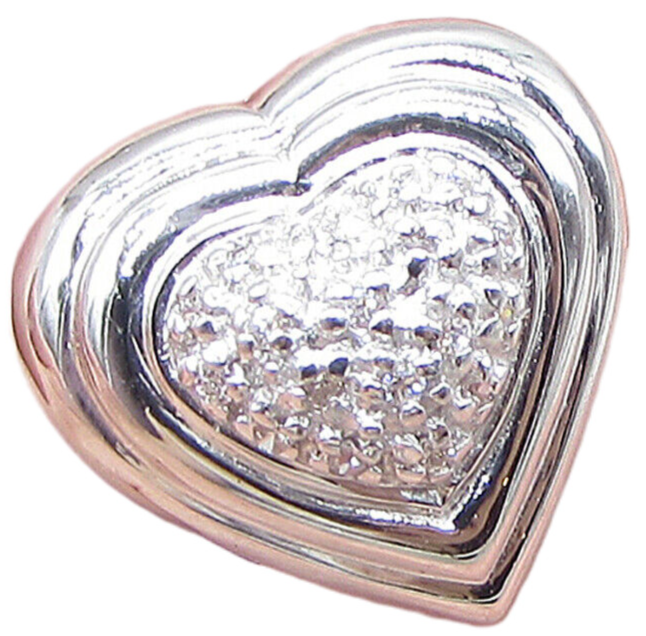 925 Sterling Silver  White Cubic Zirconia Love Heart Slider Pendant  PT1370