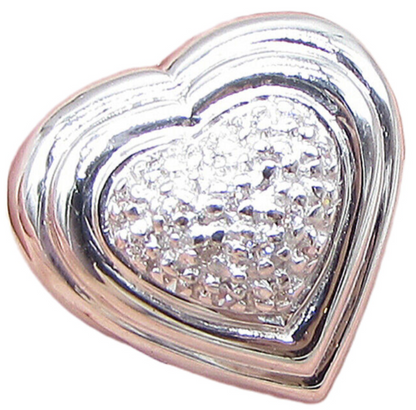 925 Sterling Silver  White Cubic Zirconia Love Heart Slider Pendant  PT1370