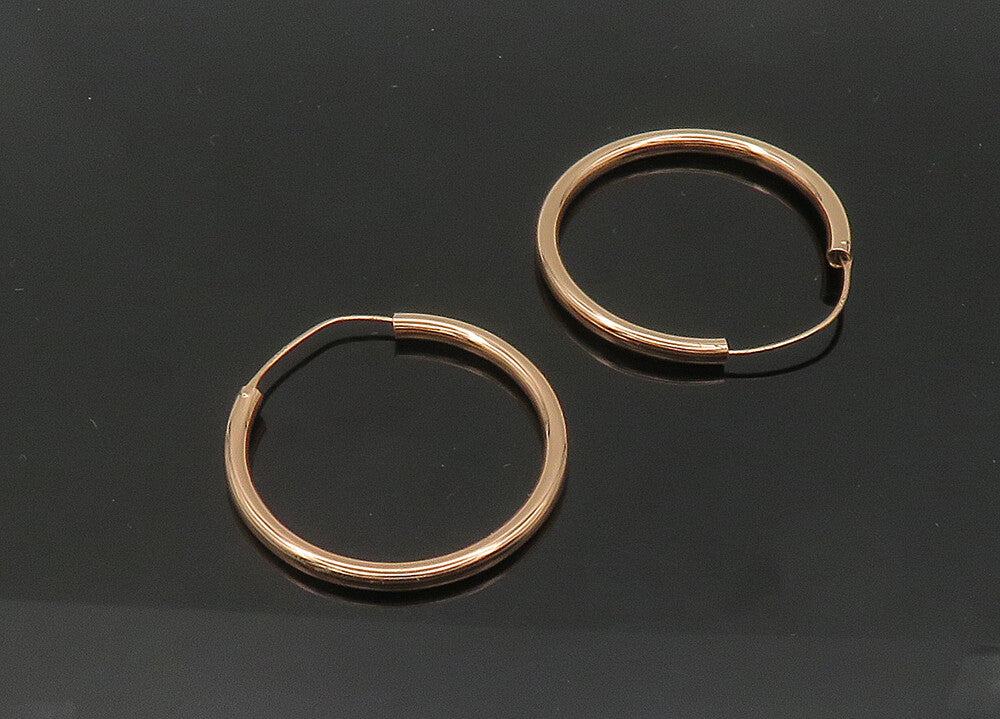 925 Sterling Silver  Vintage Shiny Rose Gold Plated Hoop Earrings  EG10472