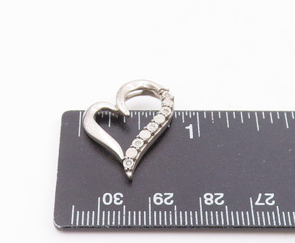 925 Sterling Silver  Genuine Diamonds Open Floral Love Heart Pendant  PT7926