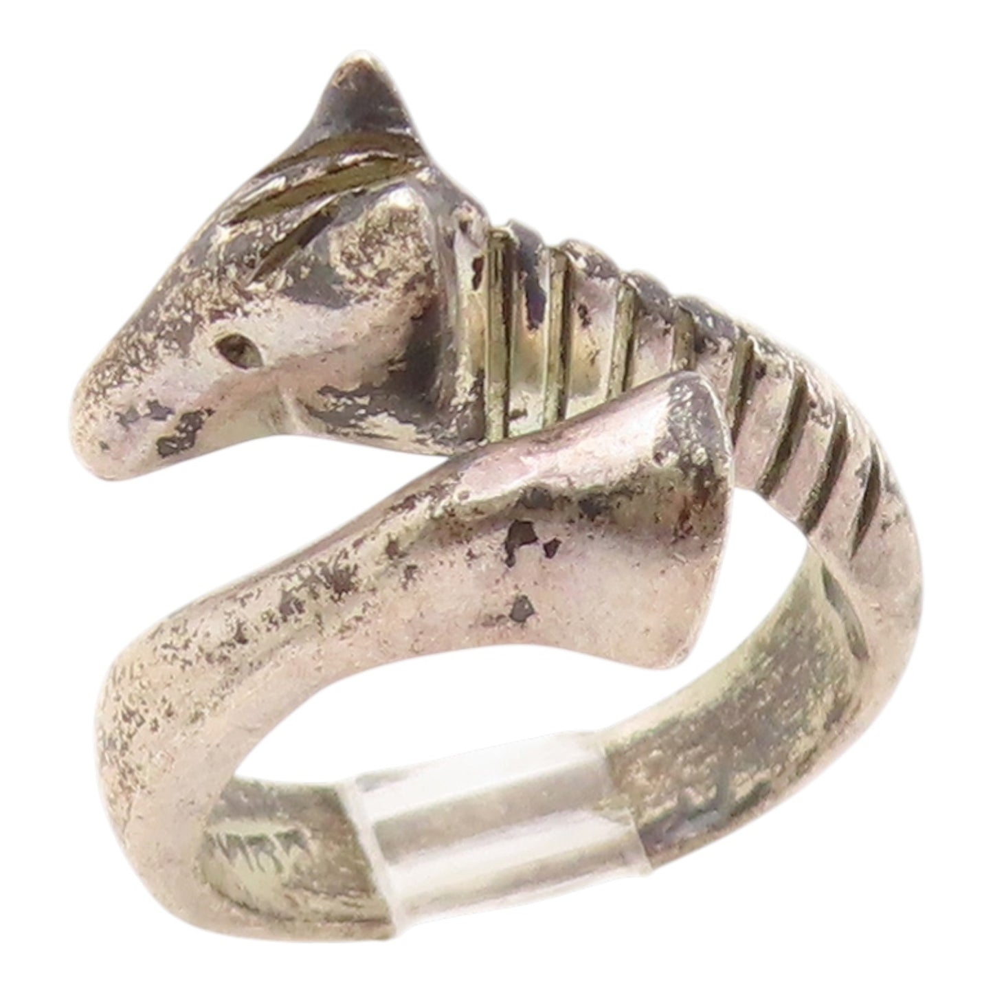 925 Sterling Silver Vintage Ring Classic Giraffe Motif Bypass Band Sz 5 RG35406