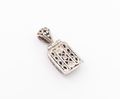 925 Sterling Silver  Vintage Shiny Patterned Dome Drop Pendant  PT18873