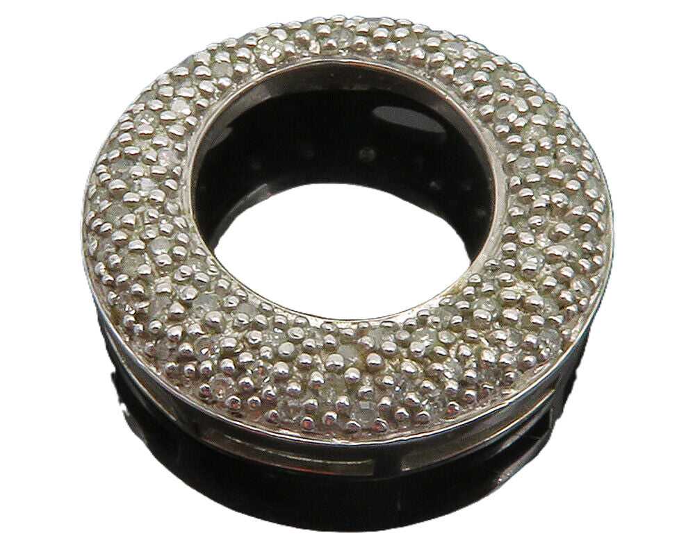 925 Sterling Silver  Genuine Diamonds Open Circle Slide Pendant  PT9728
