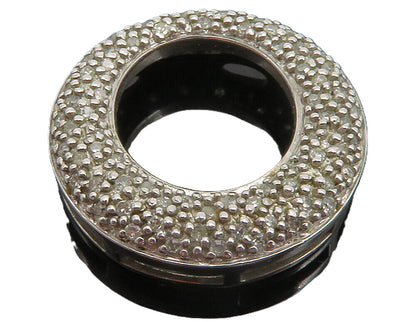 925 Sterling Silver  Genuine Diamonds Open Circle Slide Pendant  PT9728