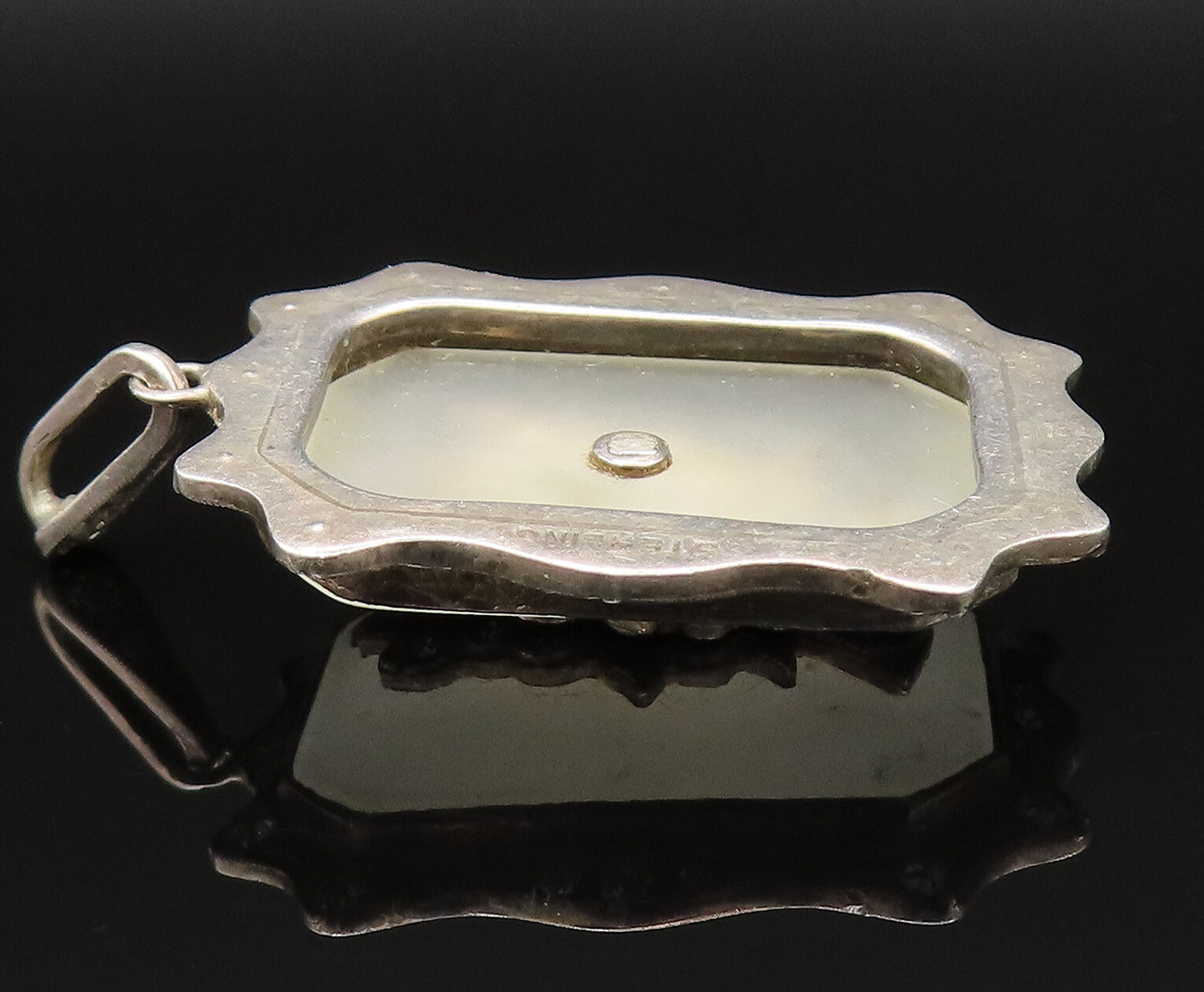 925 Sterling Silver  Vintage Antique Floral Cubic Zirconia Pendant  PT20949