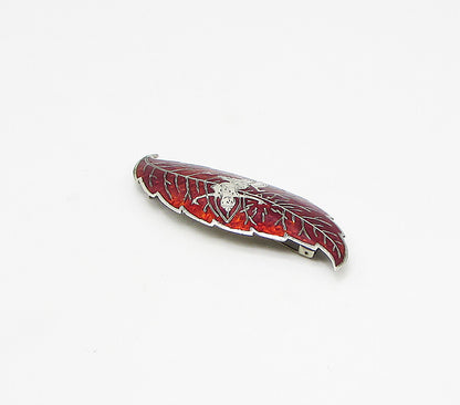 SIAM 925 Sterling Silver  Vintage Enamel Goddess Leaf Brooch Pin  BP1071