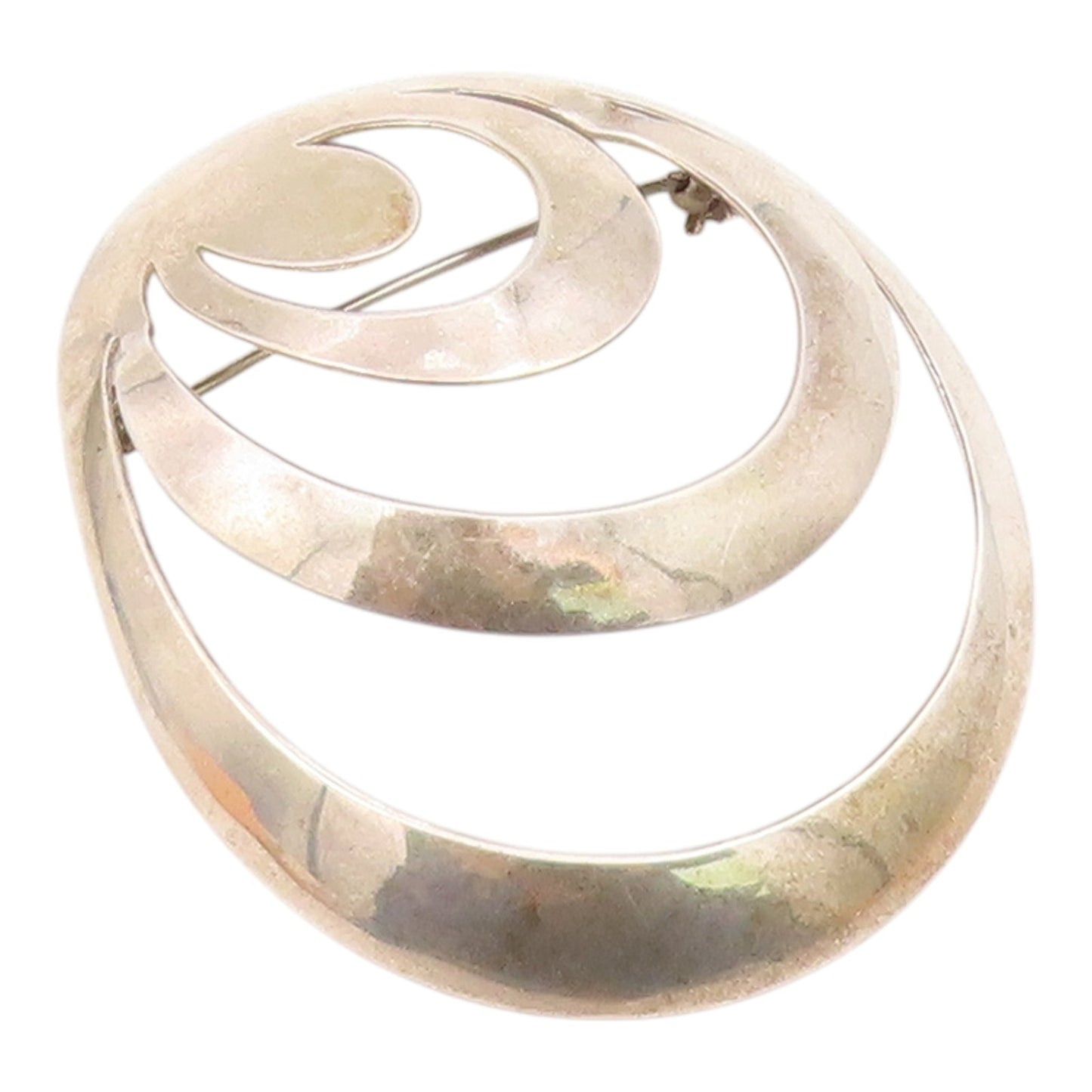 SANDRA BAKER 925 Sterling Silver  Vintage Modernist Dome Brooch Pin  BP7969