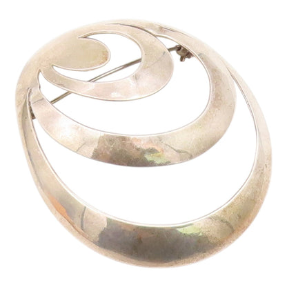 SANDRA BAKER 925 Sterling Silver  Vintage Modernist Dome Brooch Pin  BP7969