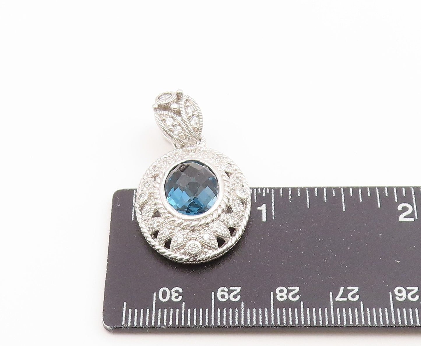 925 Sterling Silver Vintage Pendant JUDITH RIPKA Faceted Topaz Charm  PT26653