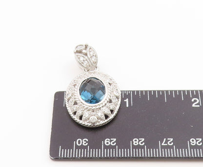 925 Sterling Silver Vintage Pendant JUDITH RIPKA Faceted Topaz Charm  PT26653