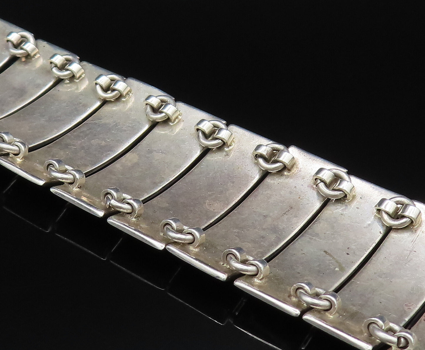 925 Sterling Silver  Vintage Minimalist Rectangle Bar Chain Bracelet  BT9657