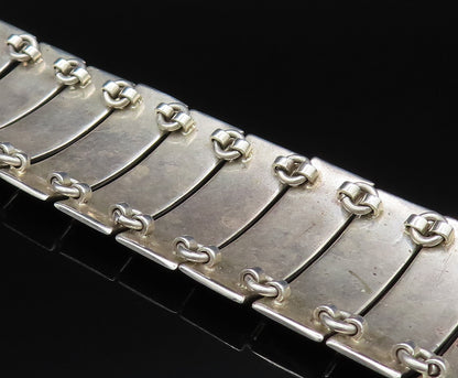 925 Sterling Silver  Vintage Minimalist Rectangle Bar Chain Bracelet  BT9657