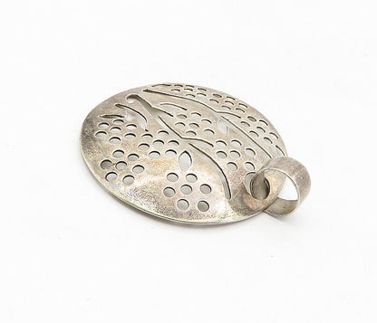 MEXICO 925 Sterling Silver  Vintage Dark Tone Floral Cutout Pendant  PT6506