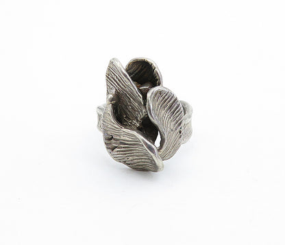 925 Sterling Silver  Vintage Modernist Sculpted Oxidized Band Ring Sz 7 RG4750