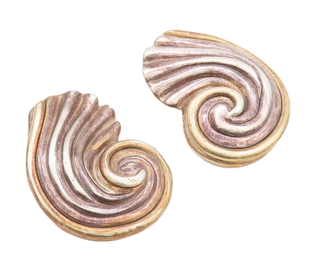 925 Sterling Silver Vintage Earrings BAT AMI ISRAEL Large Swirly Grooved EG13129