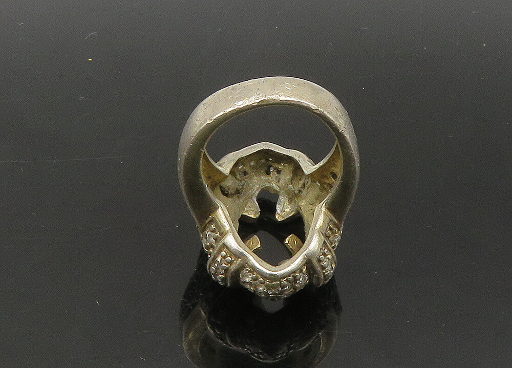 925 Sterling Silver  Vintage Cubic Zirconia Oval Cocktail Ring Sz 5  RG22083