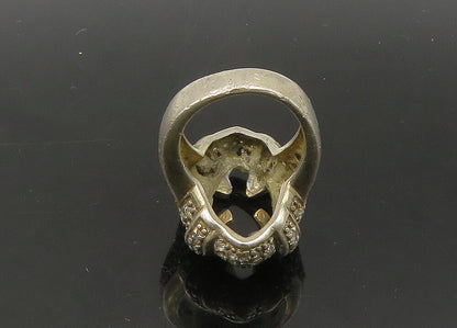 925 Sterling Silver  Vintage Cubic Zirconia Oval Cocktail Ring Sz 5  RG22083