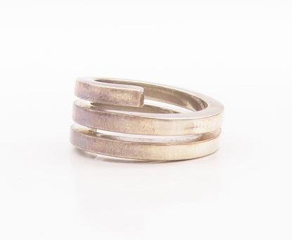 925 Sterling Silver Vintage Ring Solid Spiral Coil Cutout  Sz 5  RG28849