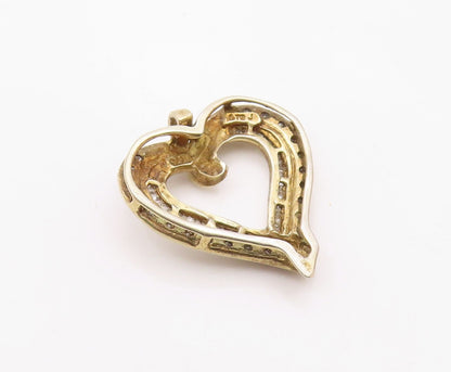 925 Sterling Silver Vintage Dainty Genuine Diamonds Love Heart Pendant PT21854