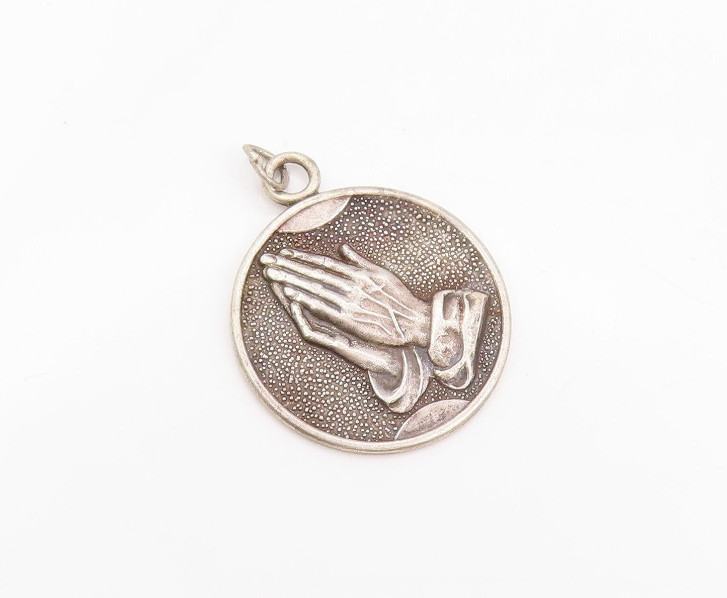 925 Sterling Silver Vintage Pendant Antique Religious Praying Hands  PT23915