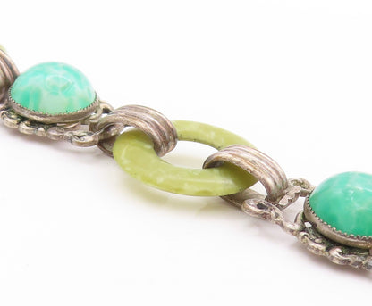 925 Sterling Silver Vintage Bracelet Gemstone Half Sphere & Rings  BT11245