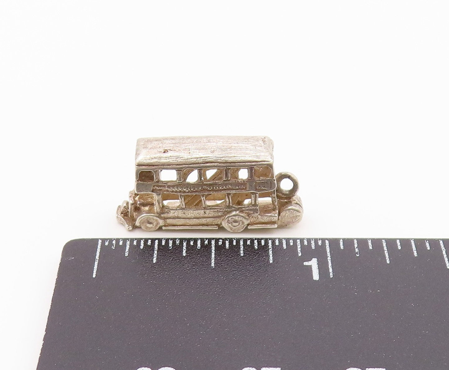 925 Sterling Silver  Vintage Double Decker Bus Locket Pendant (OPENS)  PT15741