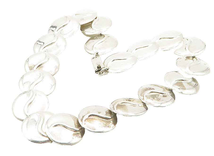 925 Sterling Silver  Vintage Shiny Round Disc Link Chain Necklace  NE2536