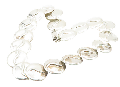 925 Sterling Silver  Vintage Shiny Round Disc Link Chain Necklace  NE2536