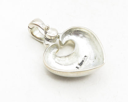 ESPO 925 Sterling Silver  Vintage Shiny Love Heart Dome Drop Pendant  PT7874