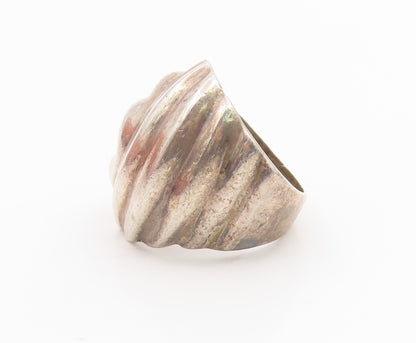 925 Sterling Silver Vintage Ring MEXICO Modernist Fluted Dome  Sz 8.5  RG35508