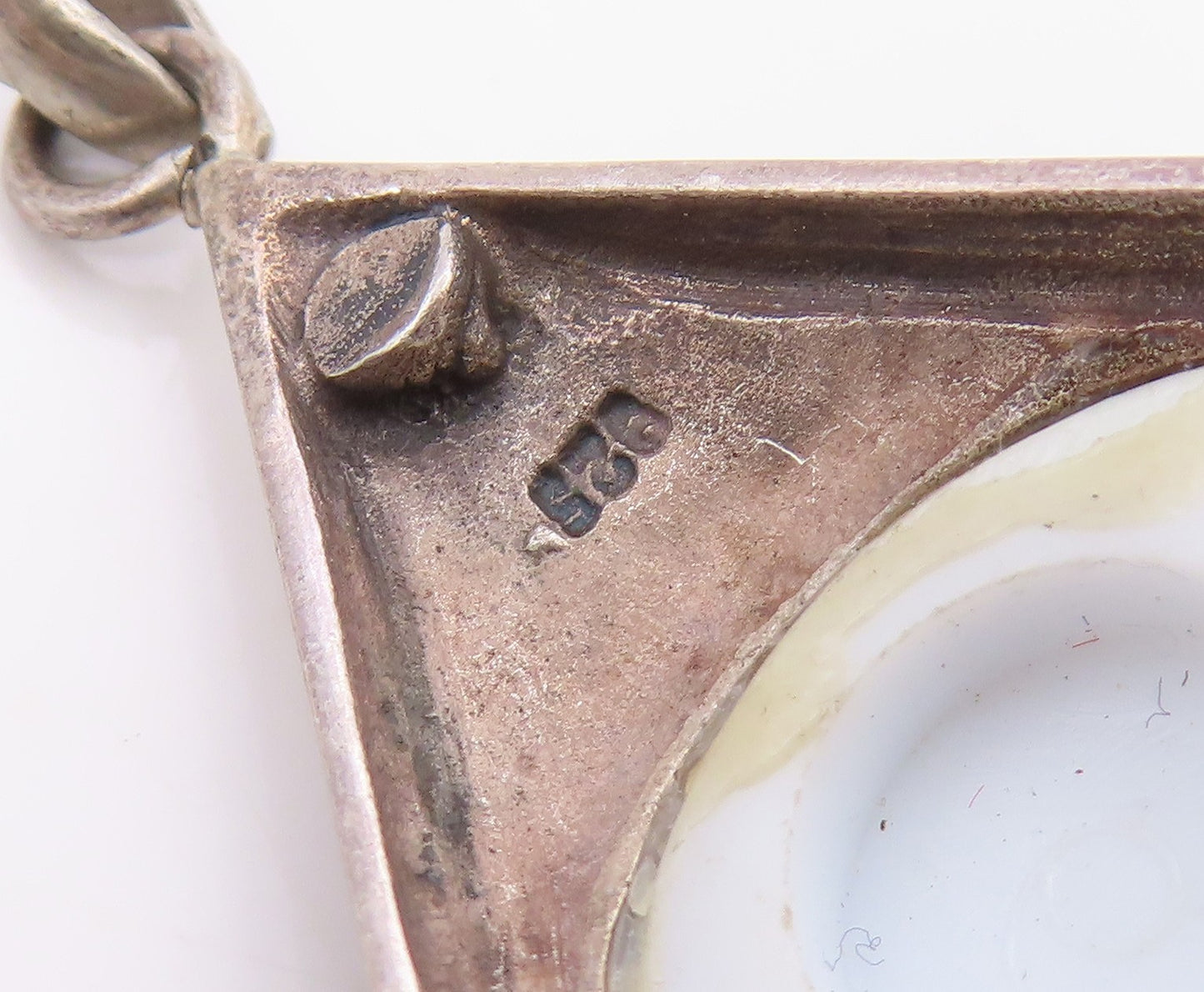 925 Sterling Silver Vintage Pendant Evil Eye Geometric Triangle Charm  PT26134
