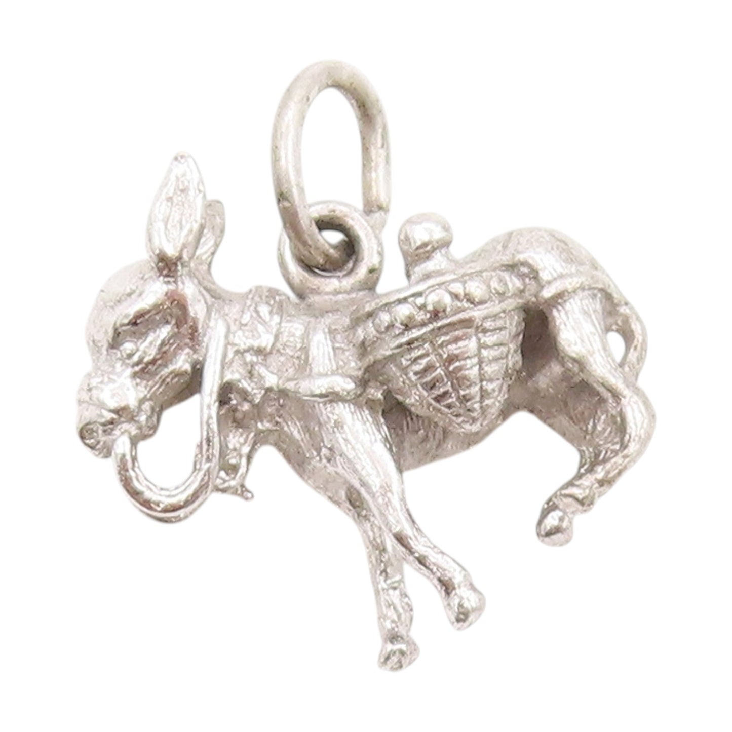 925 Sterling Silver Vintage Pendant 3D Donkey Carrying Baskets Charm  PT25114