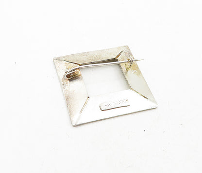 YANNIS 925 Sterling Silver  Vintage 2 Tone Rose Flower Frame Brooch Pin BP1477