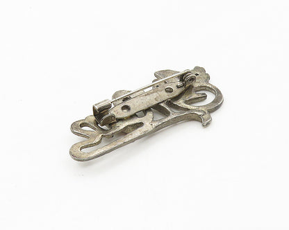 925 Sterling Silver   Vintage Pink Topaz Number One Mom Brooch Pin  BP6863