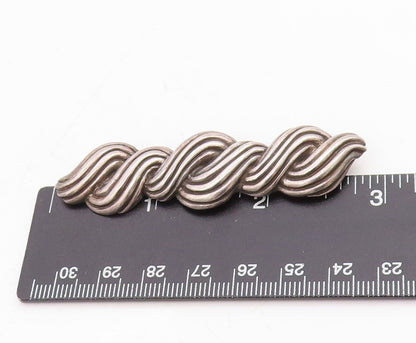 925 Sterling Silver Vintage Brooch Dark Tone Thick Twisted Rope Etched  BP11475