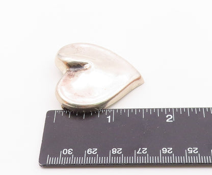MEXICO 925 Sterling Silver  Vintage Polished Love Heart Brooch Pin  BP3046