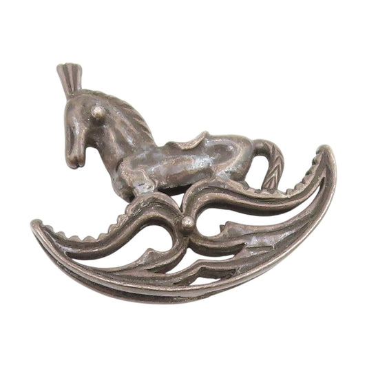925 Sterling Silver Vintage Decorative Piece Gilded Gallop Horse Carousel TR4101