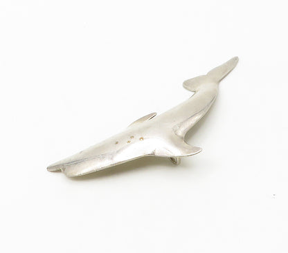 INTERNATIONAL 925 Silver Vintage Dolphin Silhouette Shiny Brooch Pin BP5991