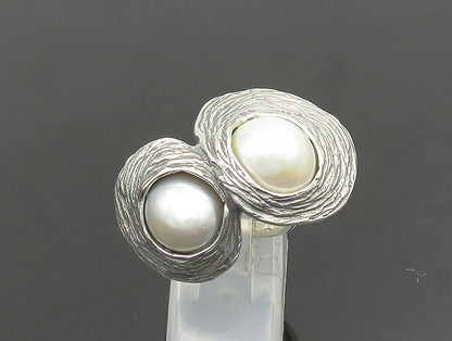 HAGIT GORALI 925 Silver  Vintage Double Fresh Water Pearl Ring Sz 8  RG25317